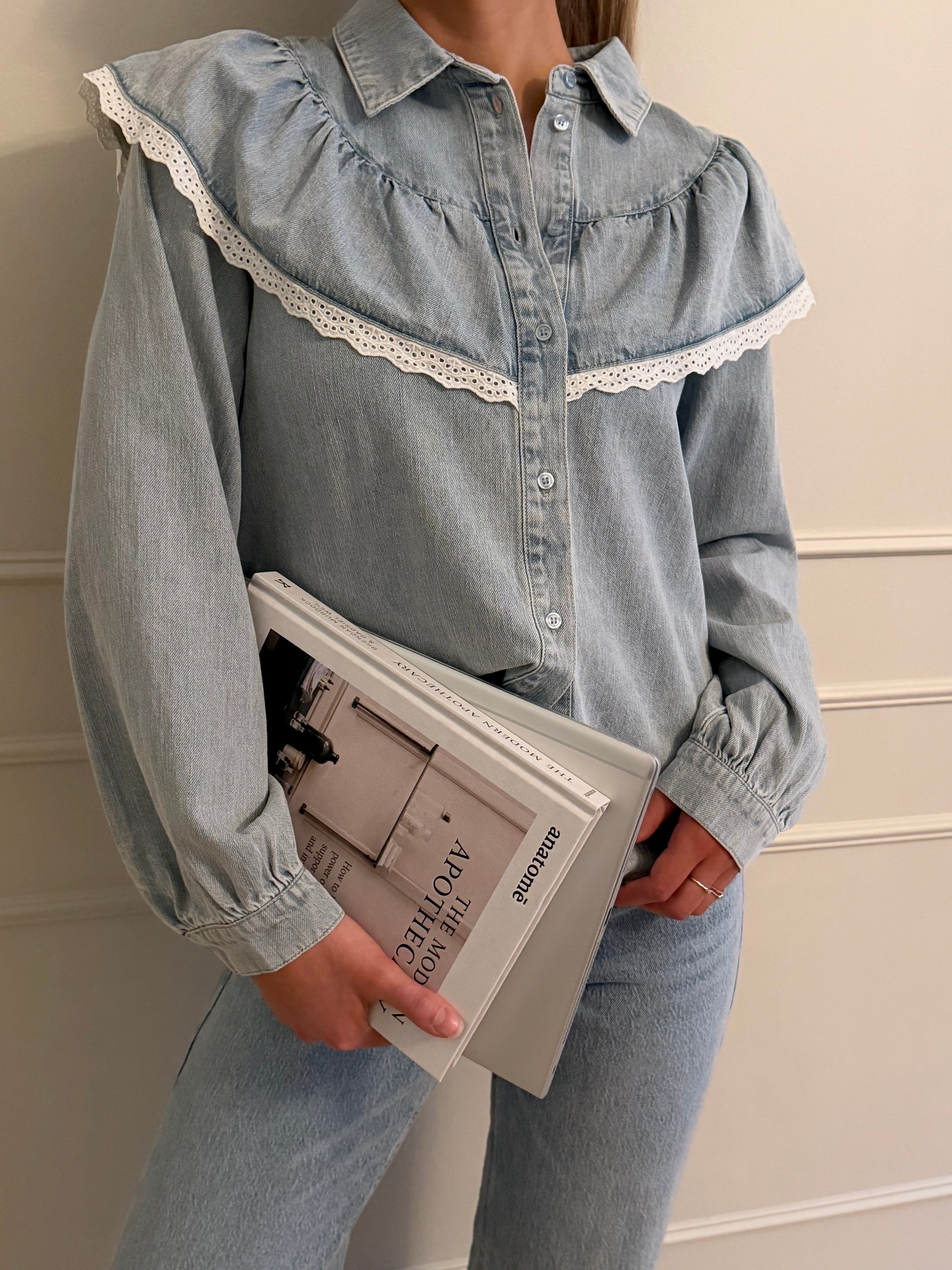 PCBIRKE Denim Shirt - Light Blue Denim